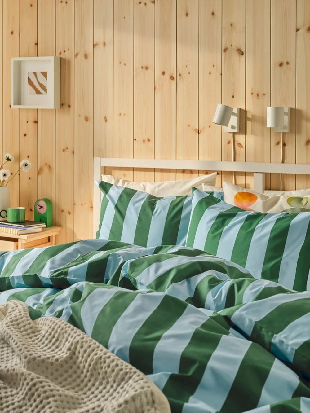 Striped Green and Light Blue Bedding Set - Classic Home Bedding